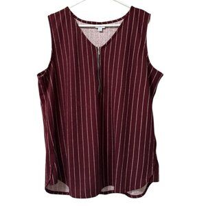 LuLaRoe Sleeveless Women Shirt Size‎ XL Burgundy Stripe Tunic Vacation Summer